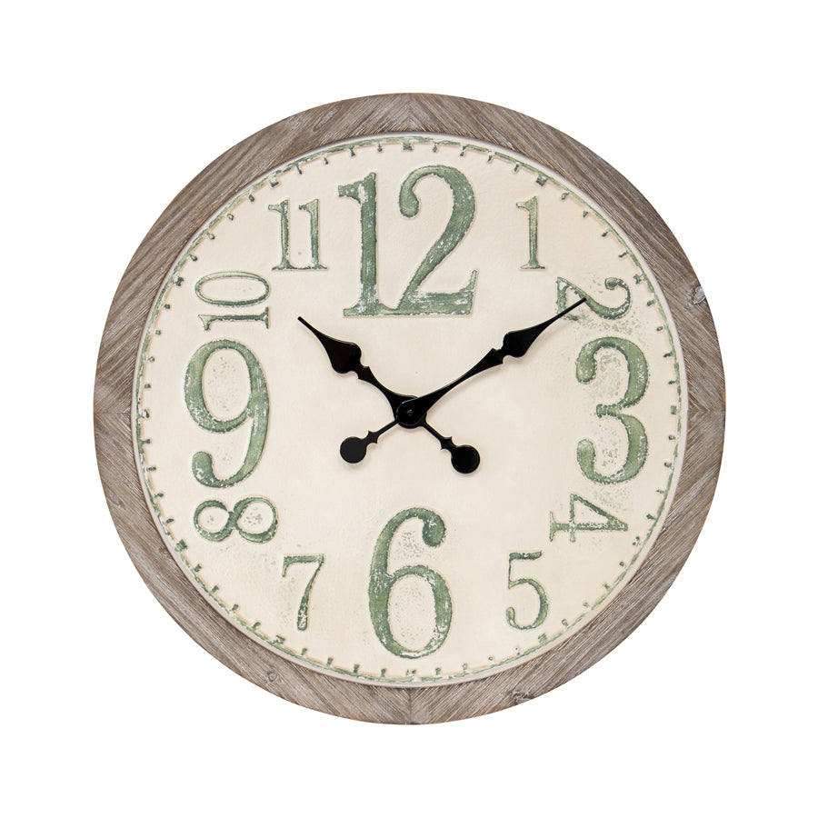 Distressed Finish Sage & White Wall Clock