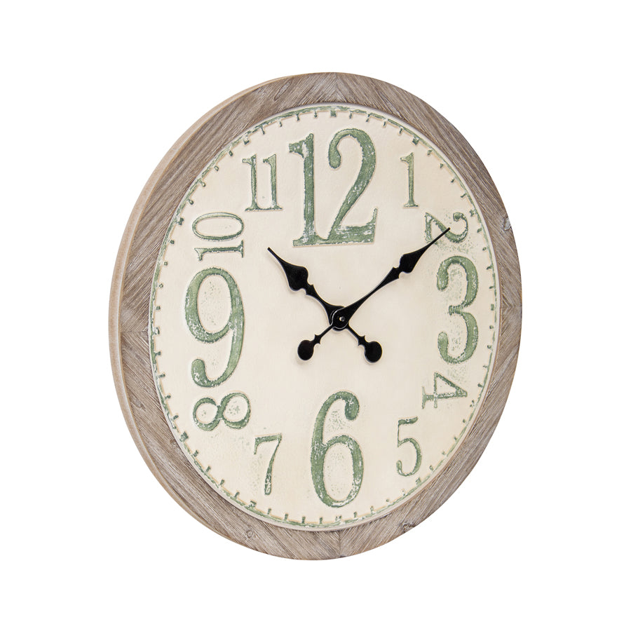 Distressed Finish Sage & White Wall Clock