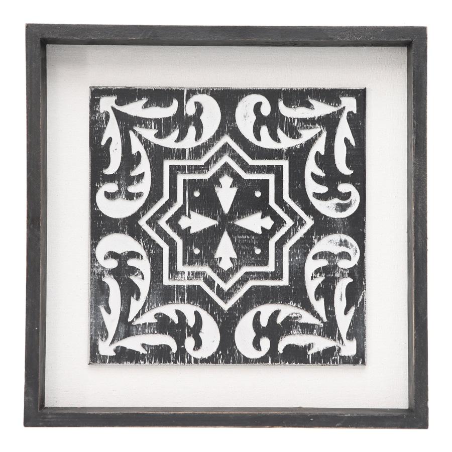 Distressed Black Carved 'Symmetrics' Wallart