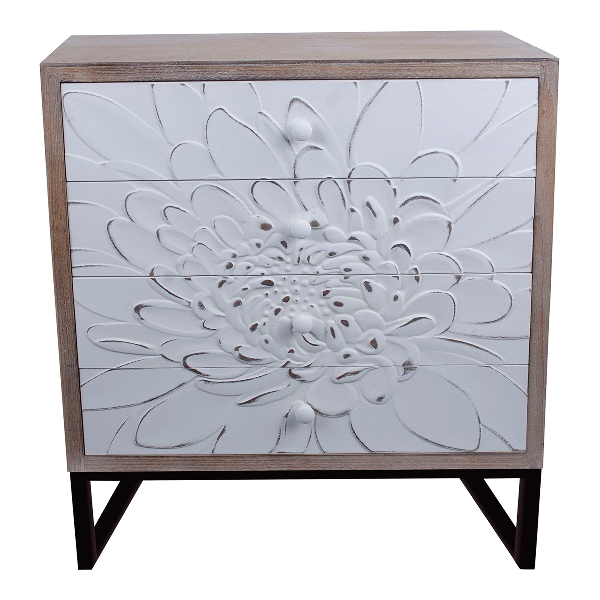 Four Drawer Flower Design Cabinet