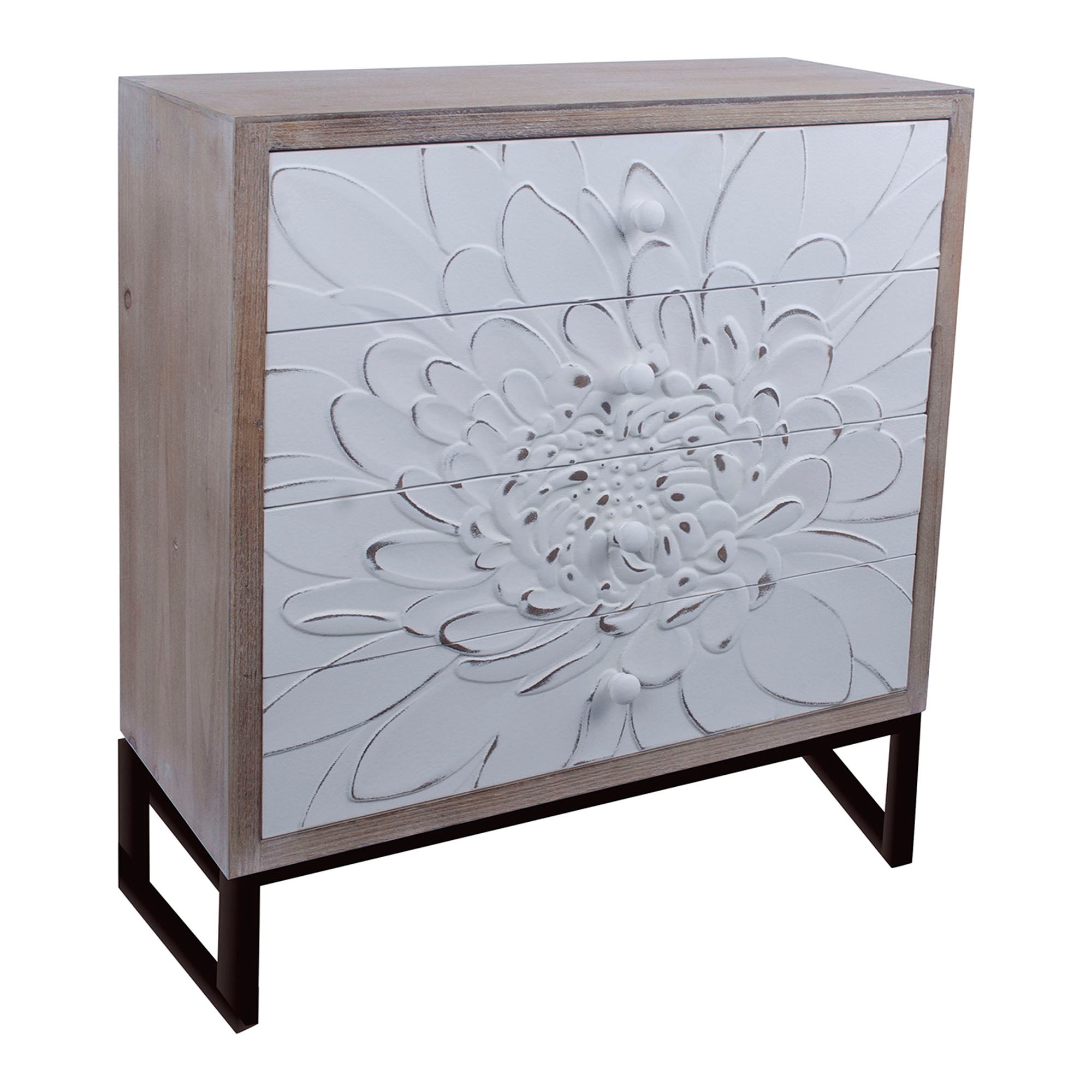 Four Drawer Flower Design Cabinet