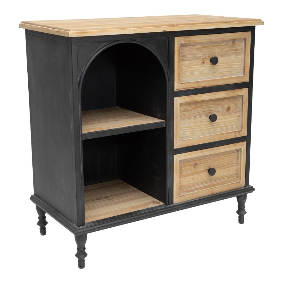 Nero Arc 3 Drawer Shelved Cabinet