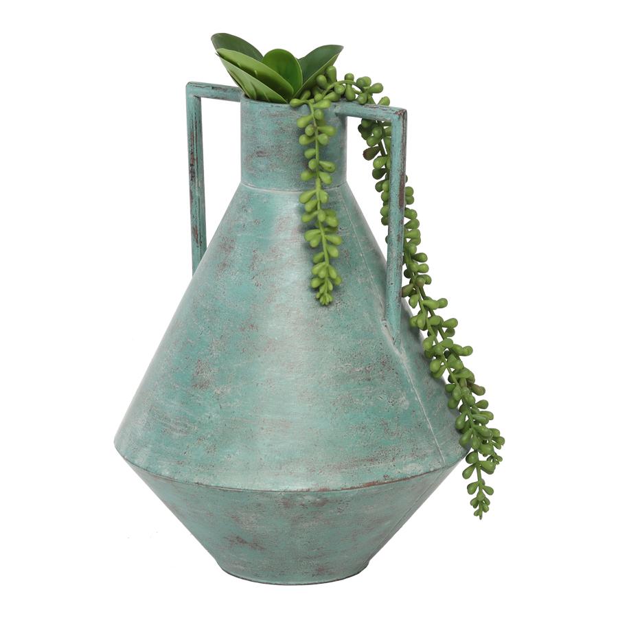 Short Contemporary Aqua Urn Outdoor Planter