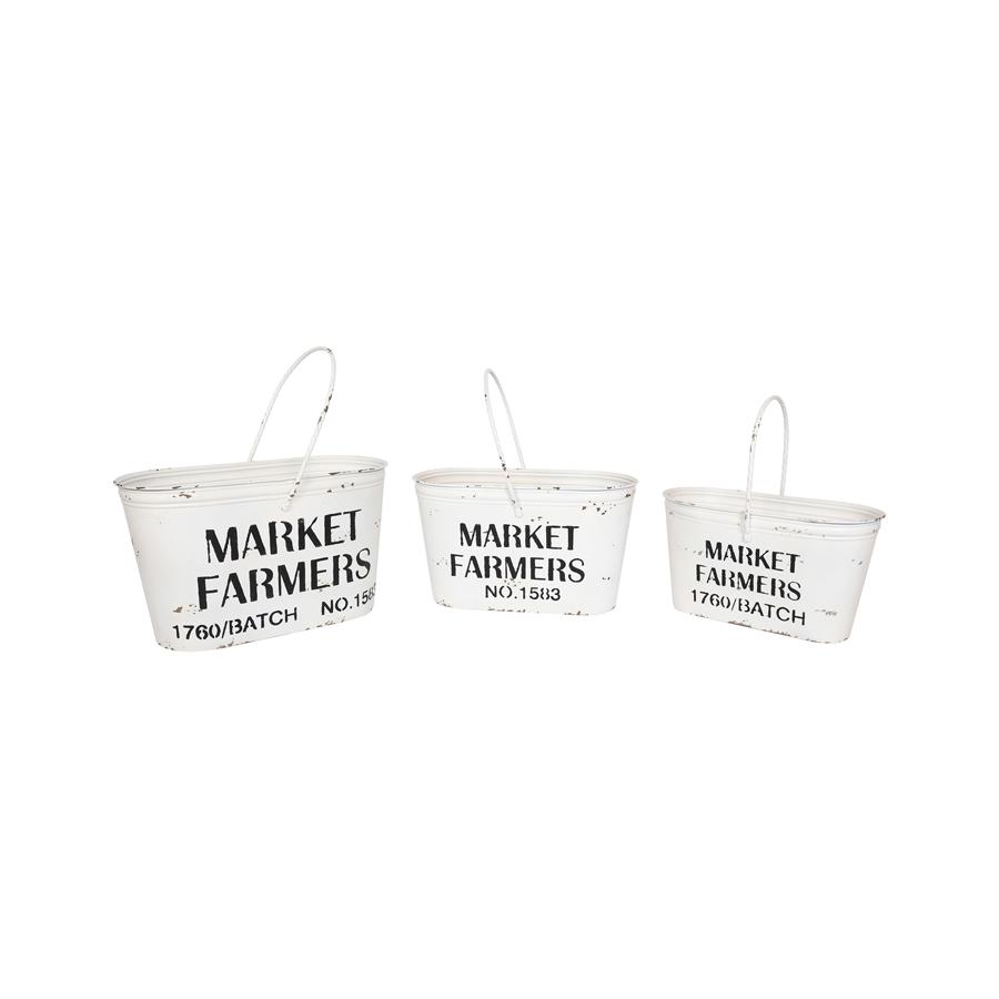 Nested Farmers Market Buckets Set of 3 Plant Pots