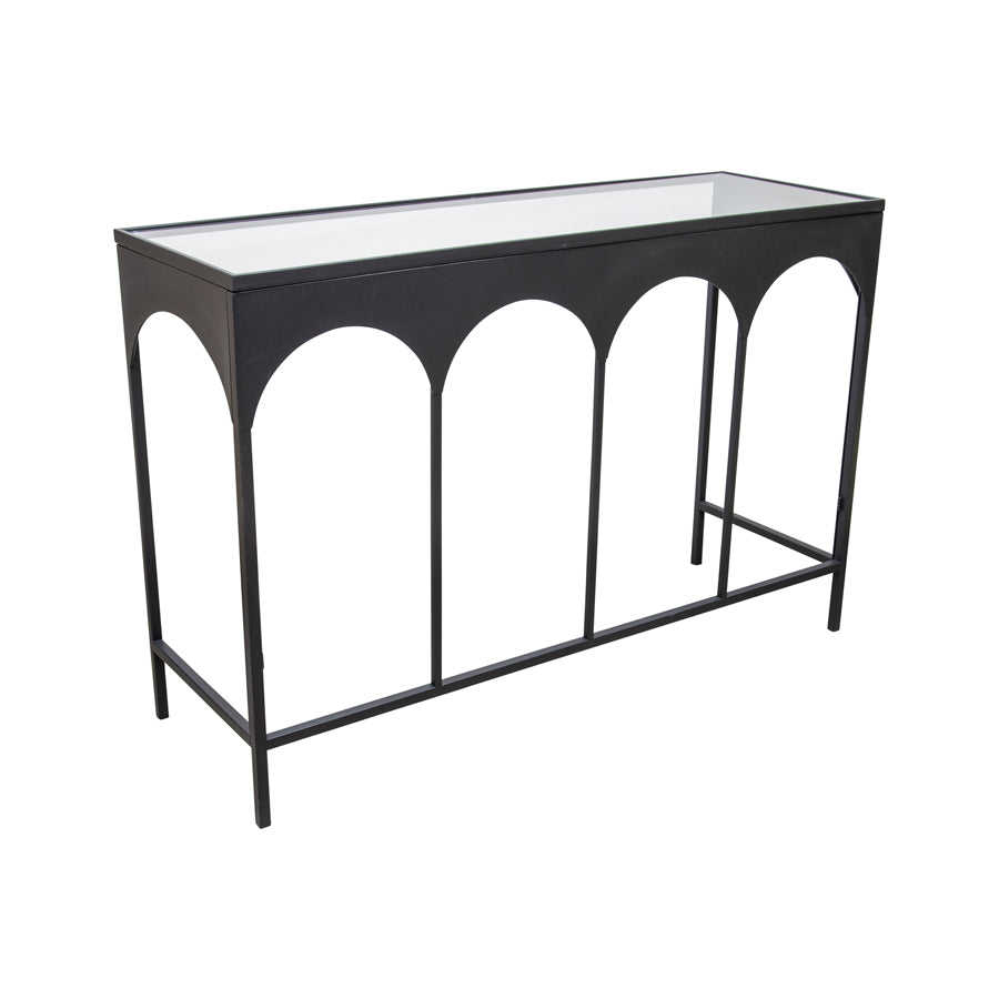 Nero Arc Glass-Top Console Table