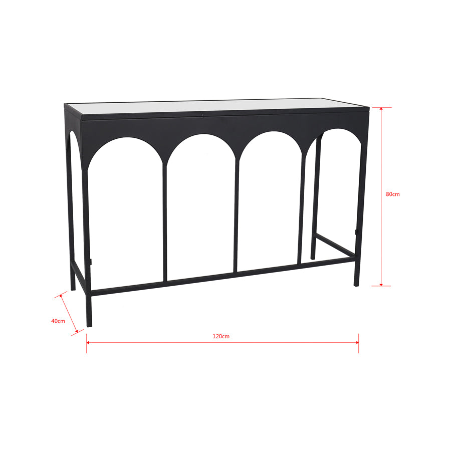 Nero Arc Glass-Top Console Table