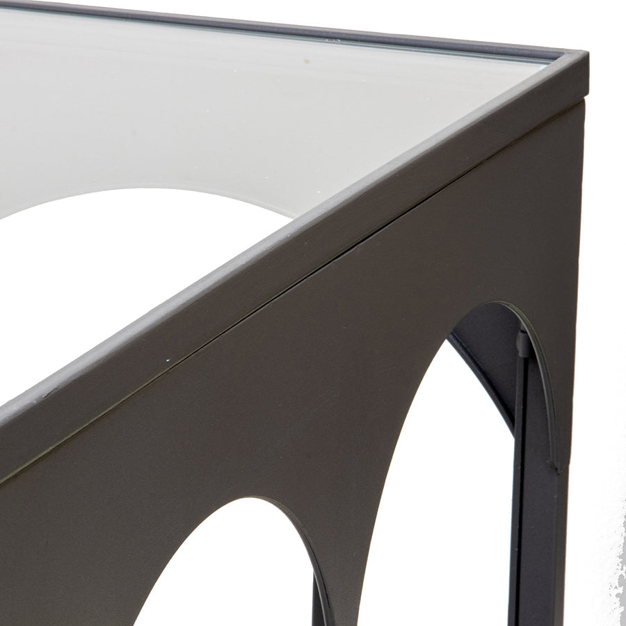 Nero Arc Glass-Top Console Table