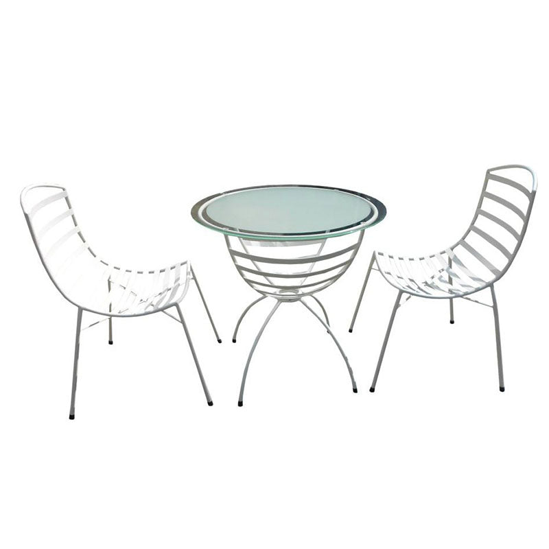 Steel Tubed Glass-Top 2 Seater Outdoor Dining Set