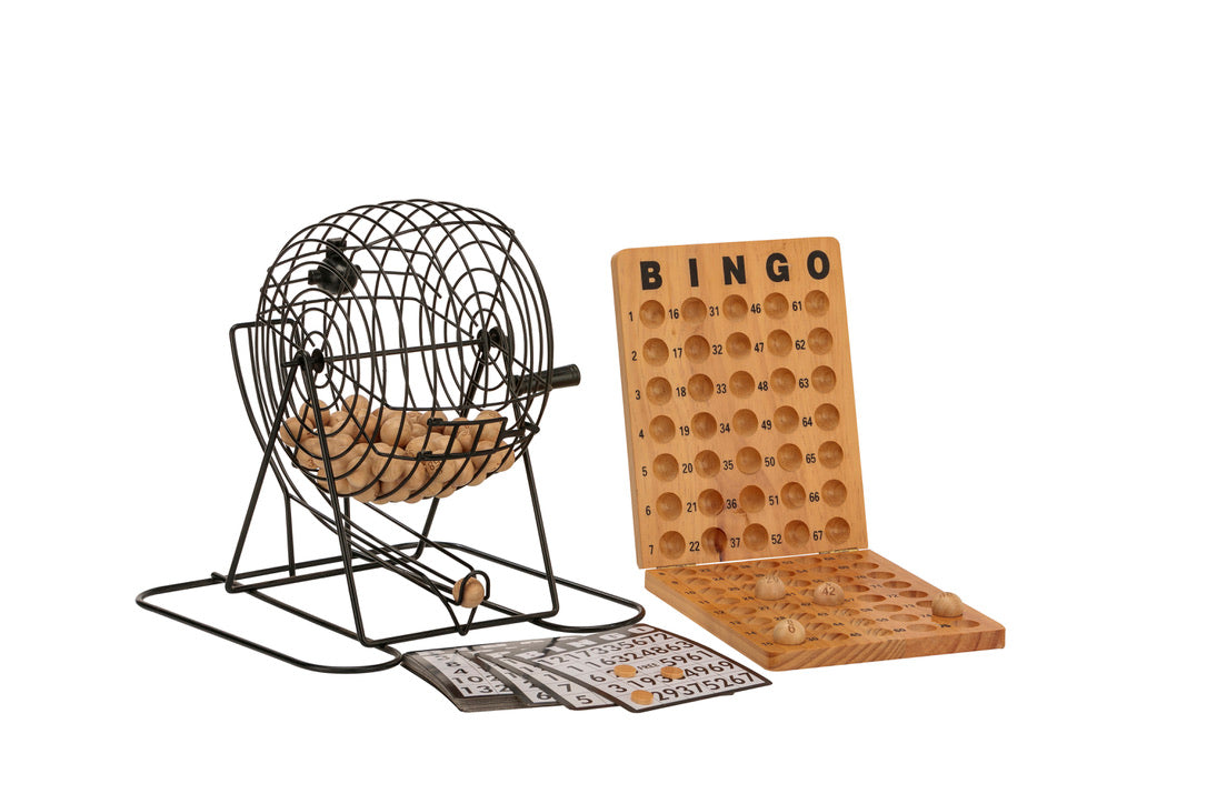 Bingo Multiple Players Game With Metal Cage & Wooden Scoreboard