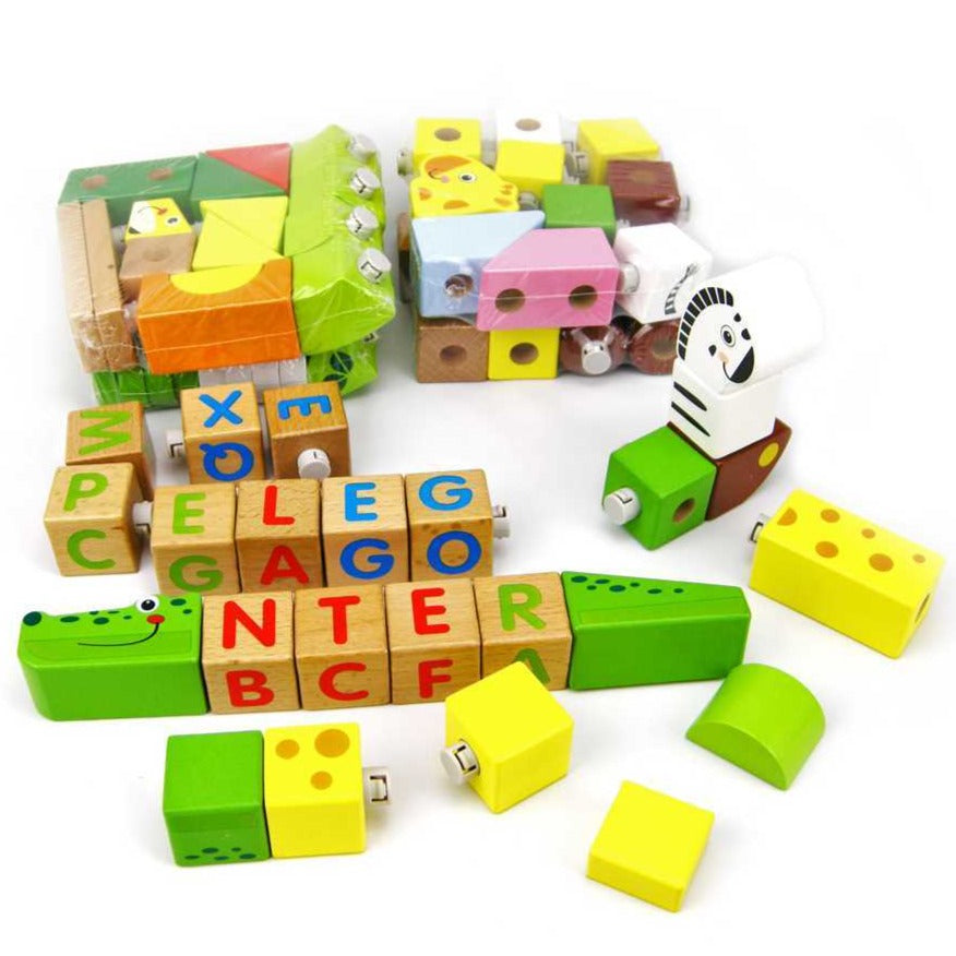 Forest Animals And Letters Blocks 80Pcs