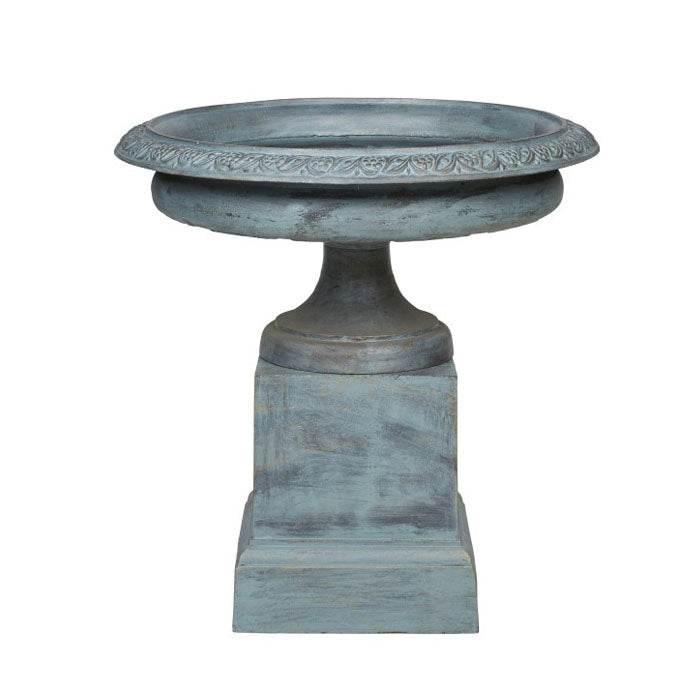 Minimalist Cast Iron Urn with Pedestal