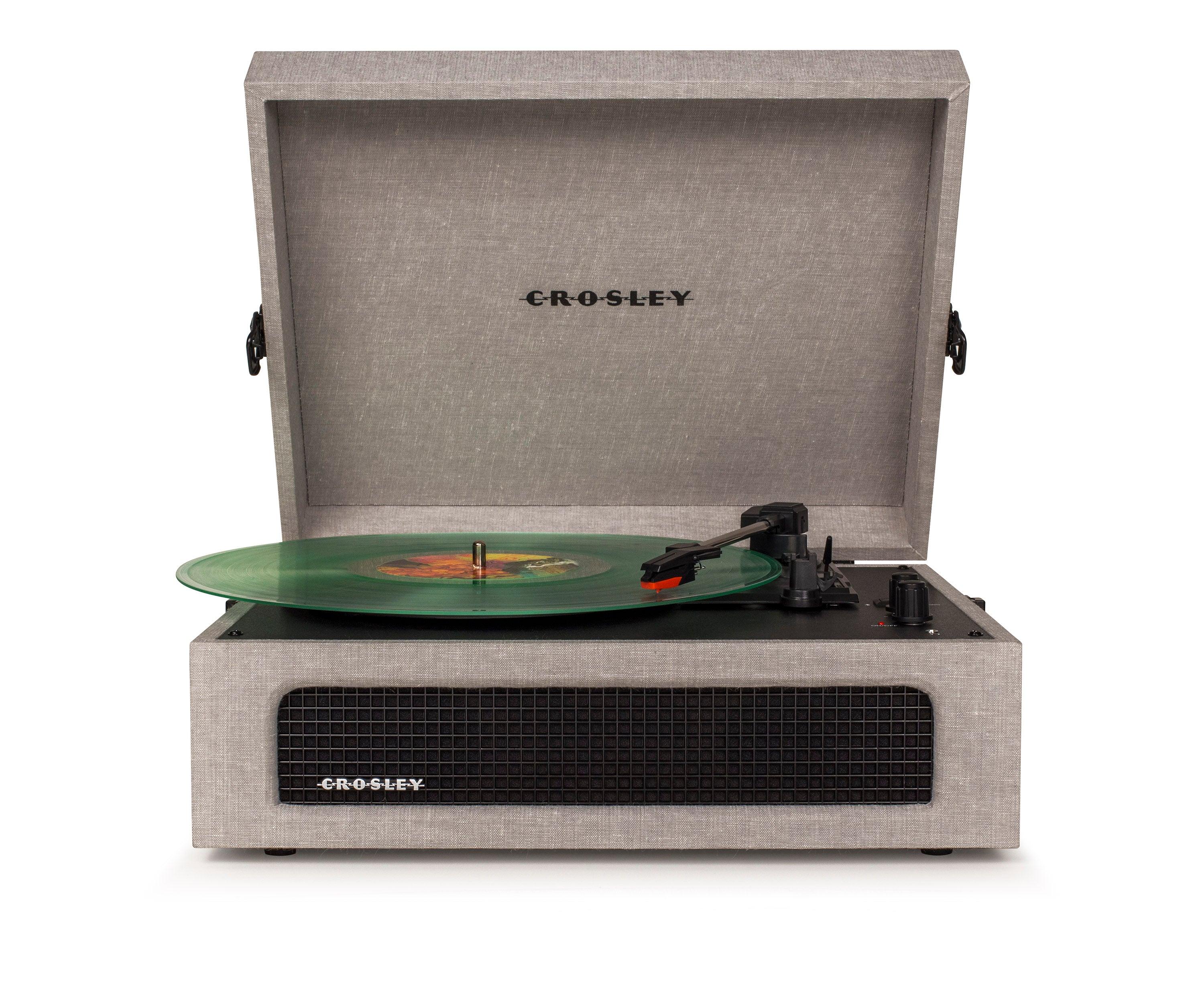 Crosley Voyager Bluetooth Portable Turntable - Grey + HolySmoke Bluetooth Speaker - Black BUNDLE