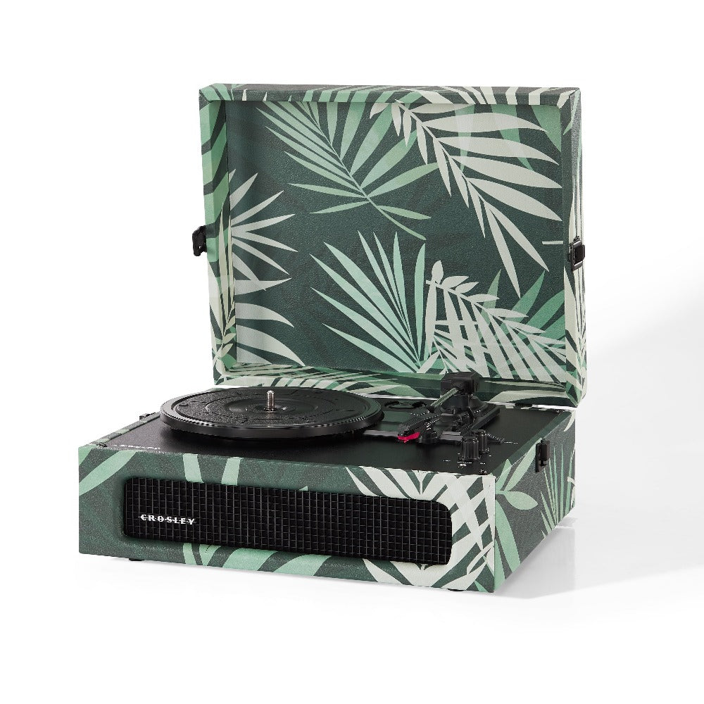 Crosley Voyager Bluetooth Portable Turntable - Botanical + Record Storage Crate BUNDLE