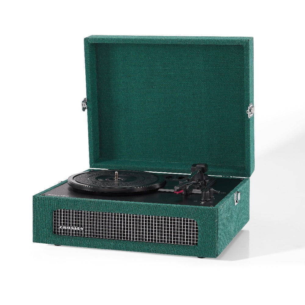 Crosley Voyager Bluetooth Portable Turntable - Dark Aegean + Record Storage Crate BUNDLE