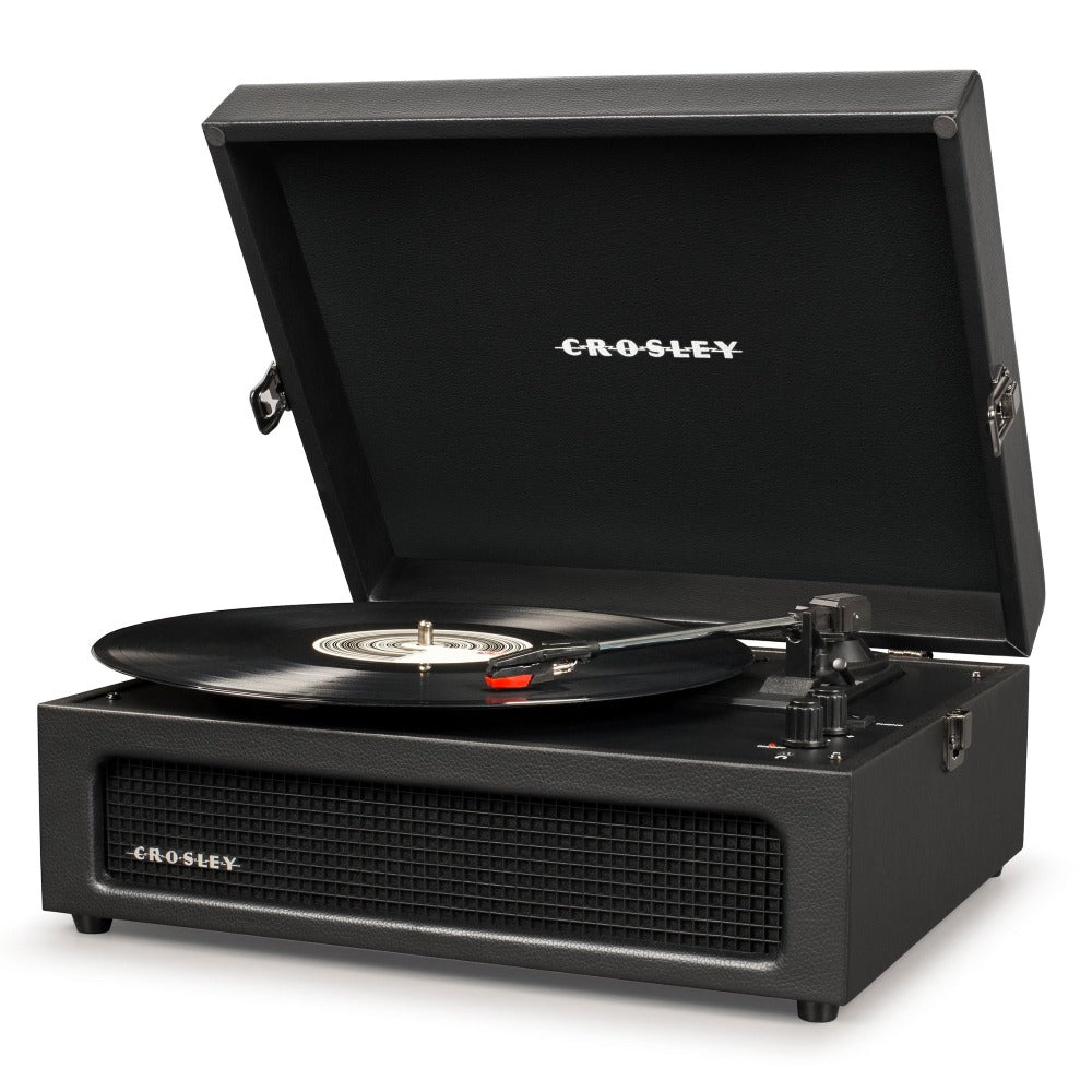 Crosley Voyager Bluetooth Portable Turntable - Black + Record Storage Crate BUNDLE