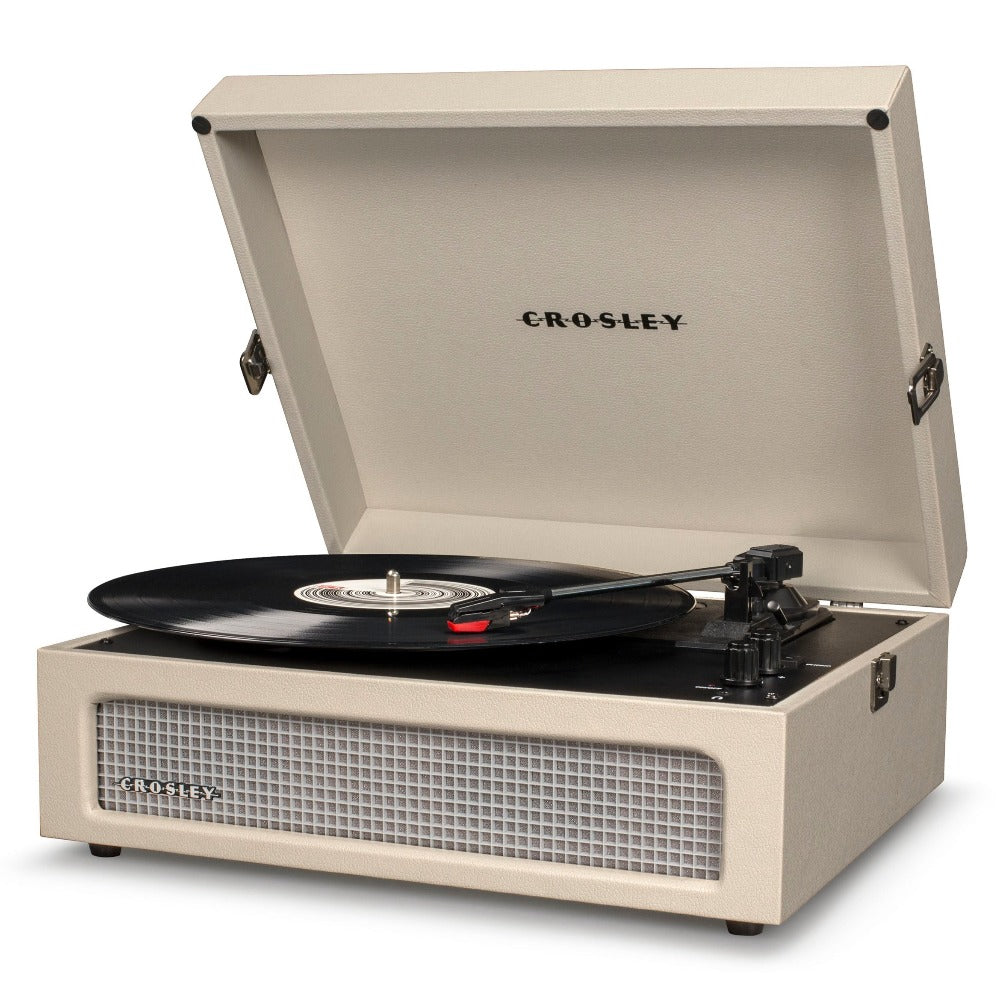 Crosley Voyager Bluetooth Portable Turntable - Dune + Record Storage Crate BUNDLE