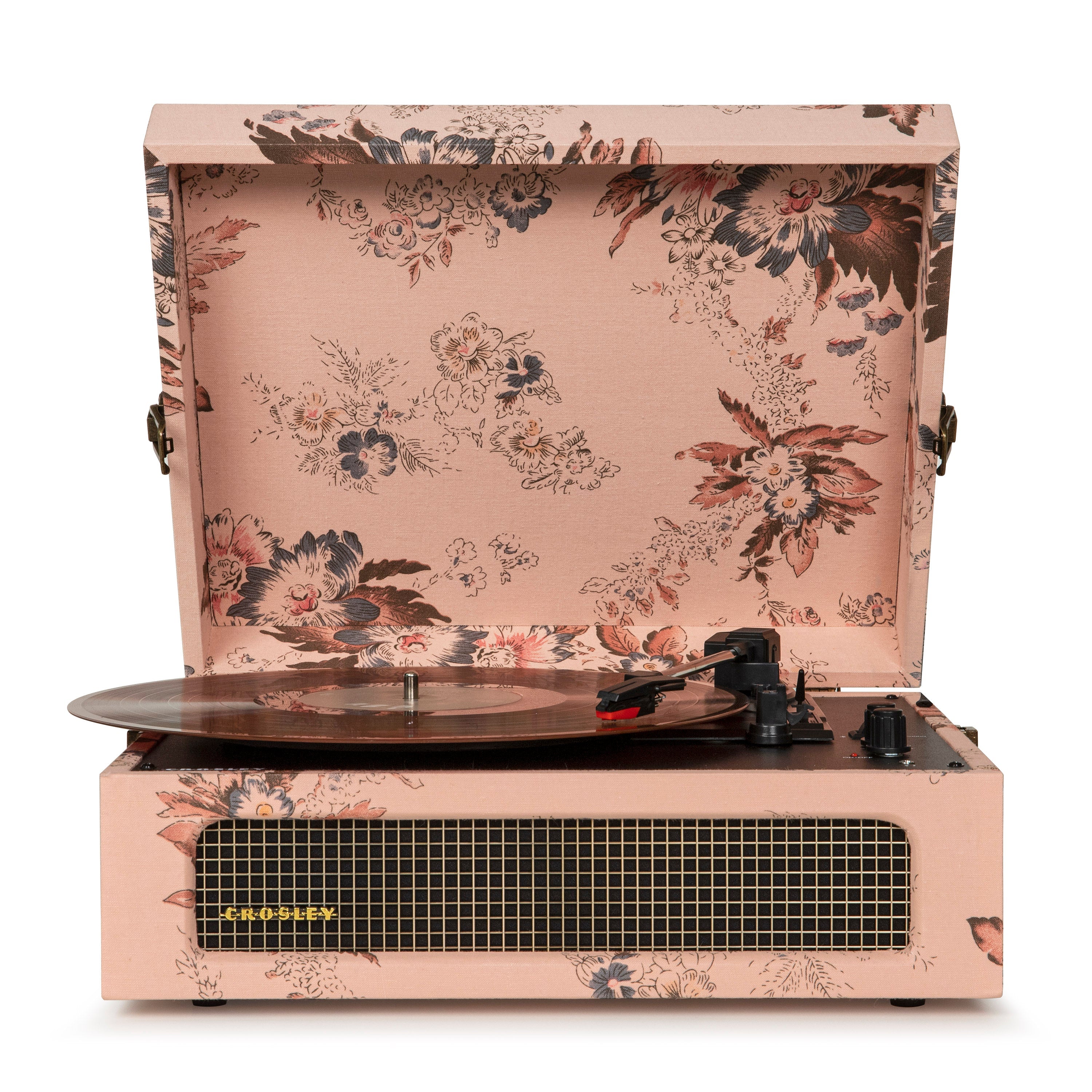 Crosley Voyager Bluetooth Portable Turntable + Crosley SOHO Stand - Floral BUNDLE