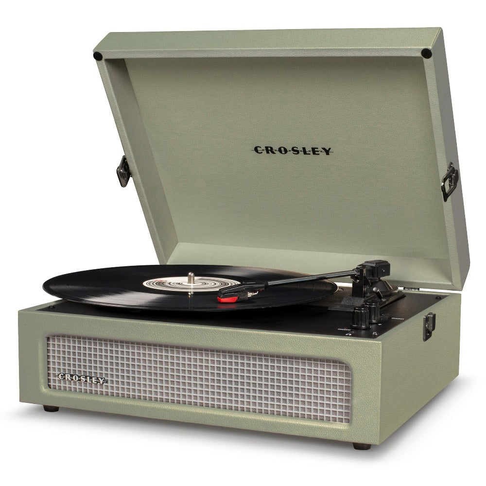 Crosley Voyager Bluetooth Portable Turntable - Sage + Majority D40 Bluetooth Speakers - Black BUNDLE