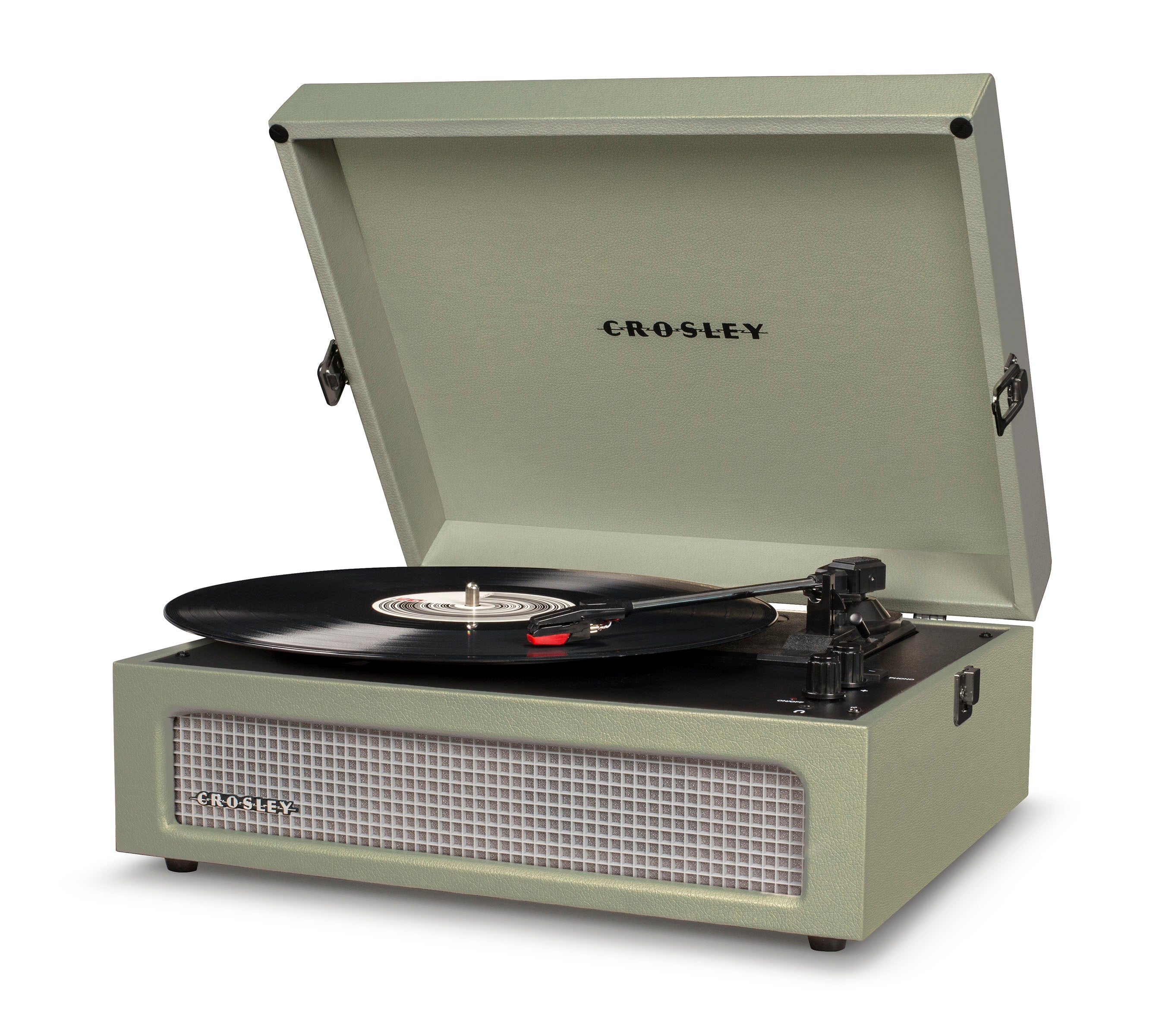 Crosley Voyager Bluetooth Portable Turntable - Sage + HolySmoke Bluetooth Speaker - Black BUNDLE