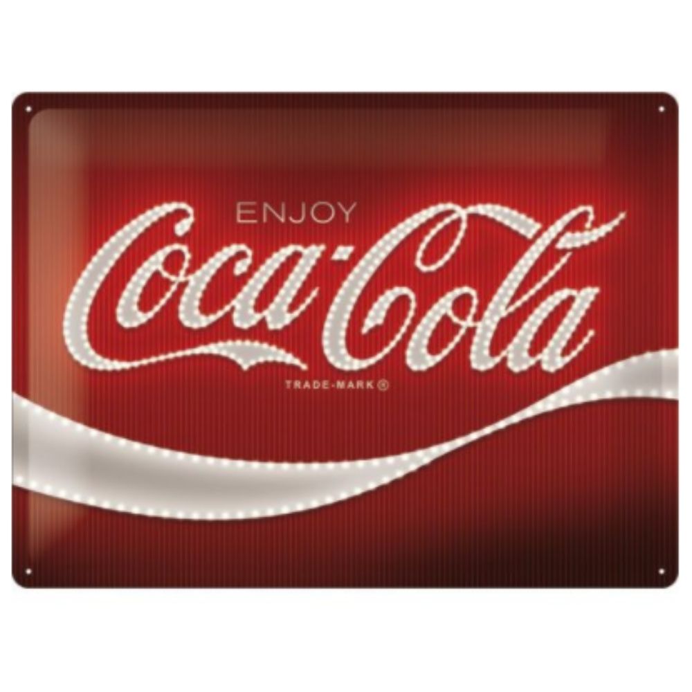 Coca Cola Logo Red Lights Metal Sign