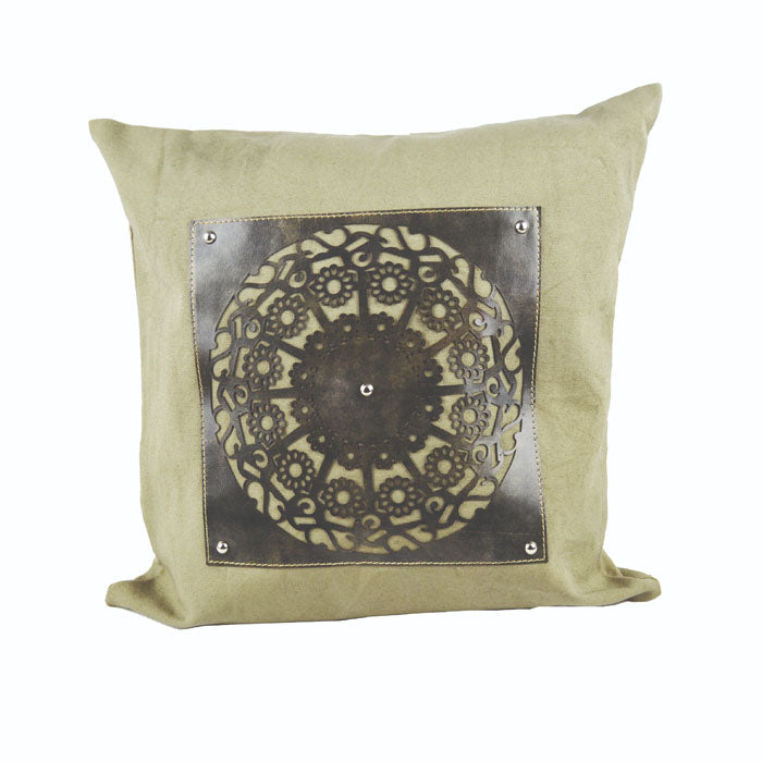 Leather Artwork Square Cushion Cover 45cms