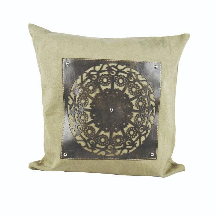 Leather Artwork Square Cushion Cover 45cms