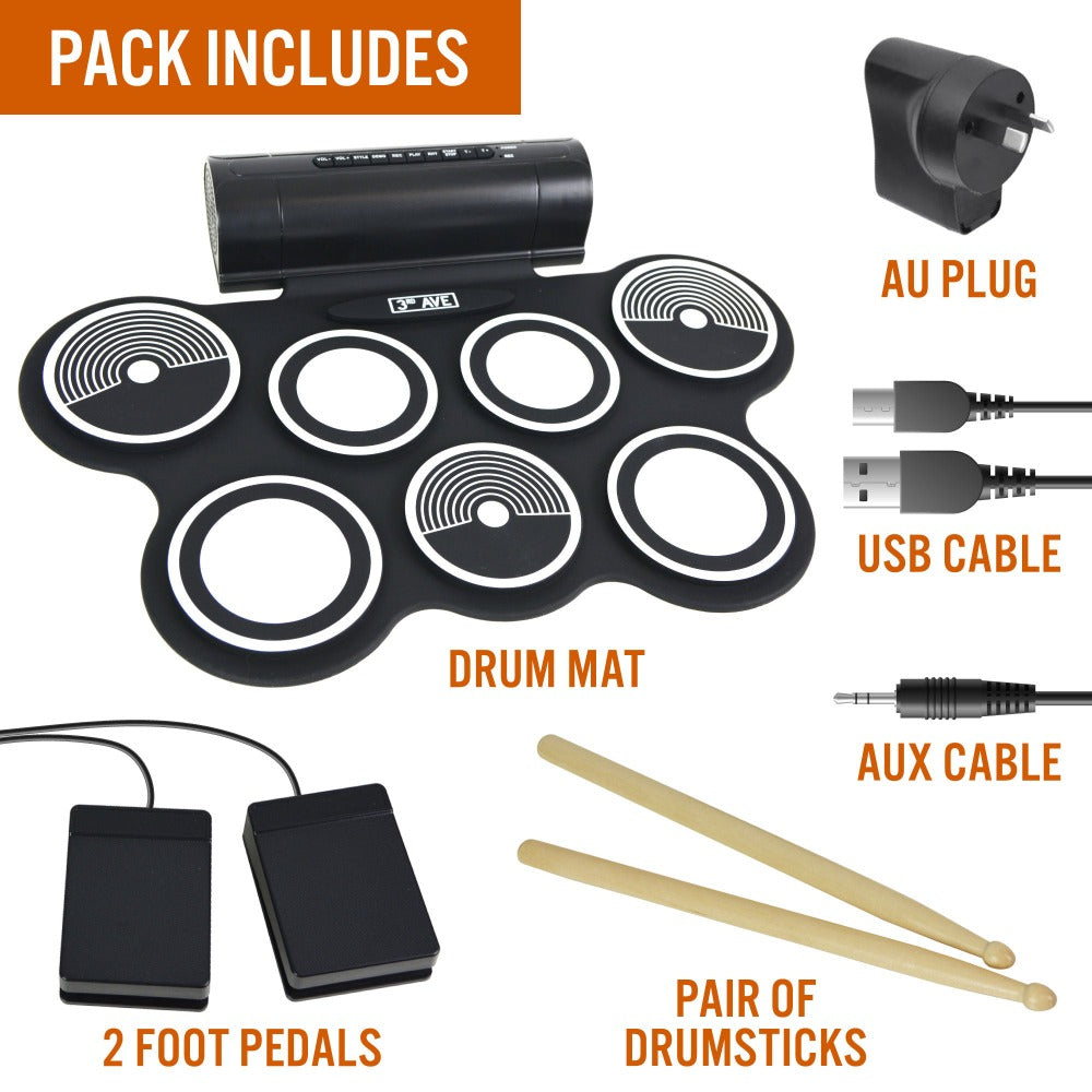 3rd Avenue Roll Up Drumkit Build In Speaker