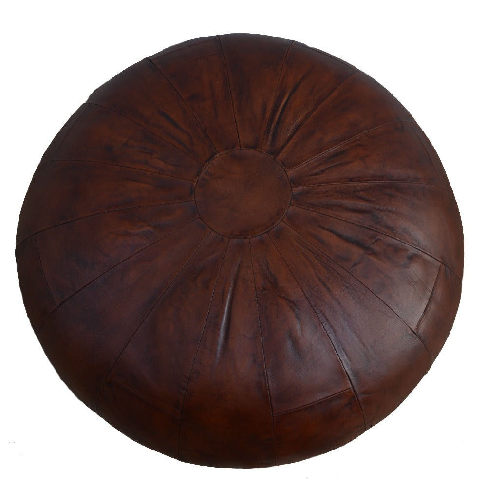 Coffee Leather Ottoman