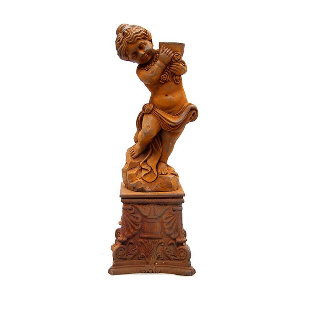 Graceful Maiden Cast Iron with Urn on Pedestal