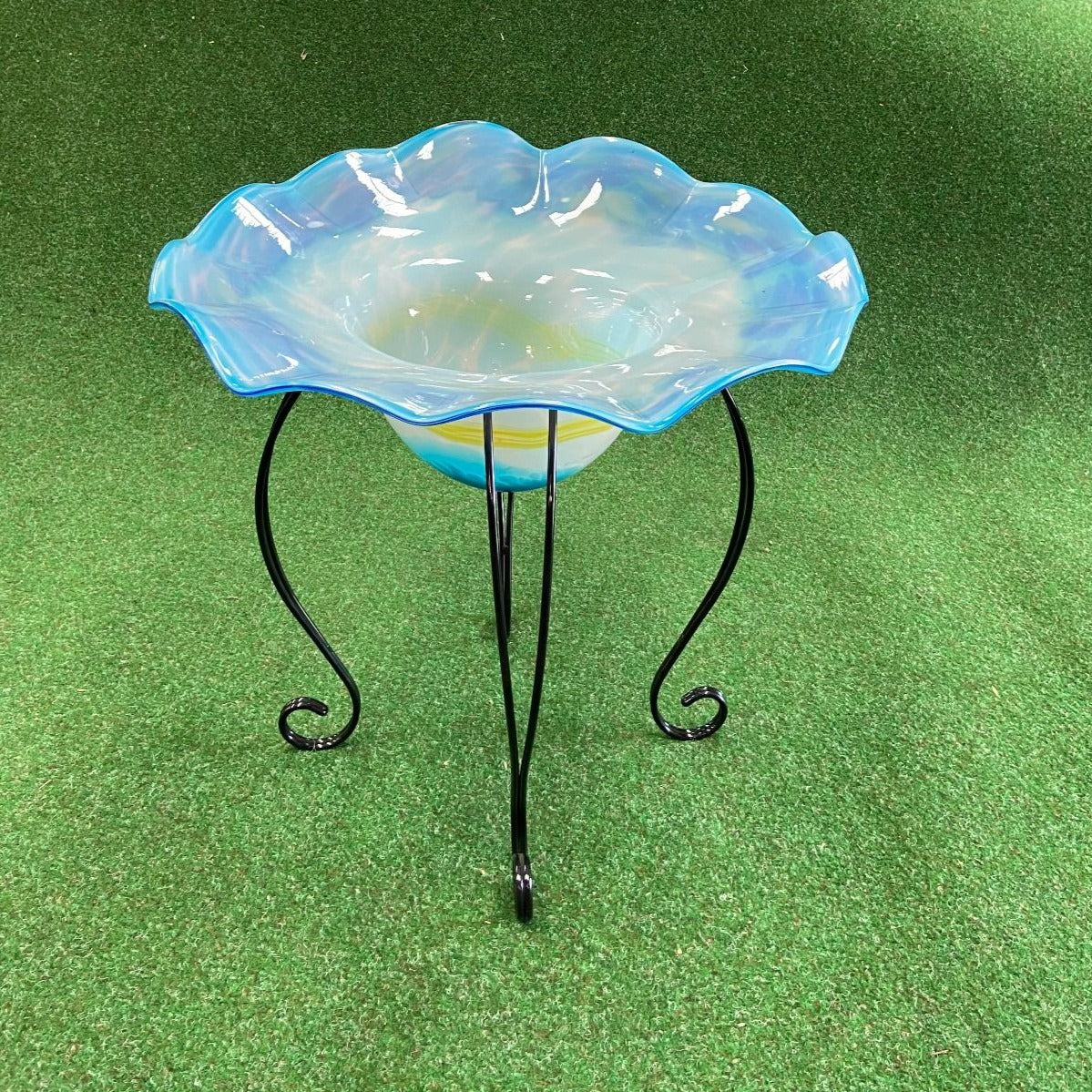 Glass Flower Bowl Bird Bath