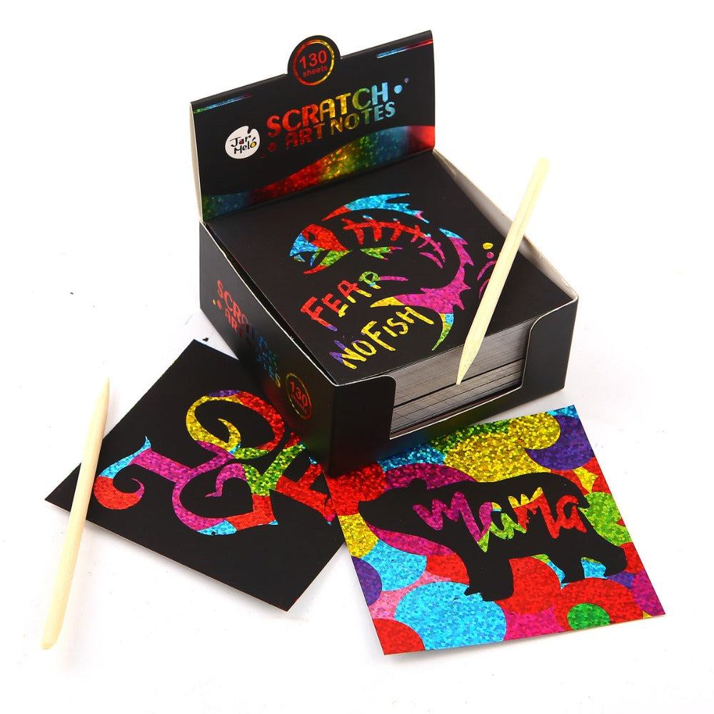 Glittery Scratch Art Notes Box Set 130Pcs