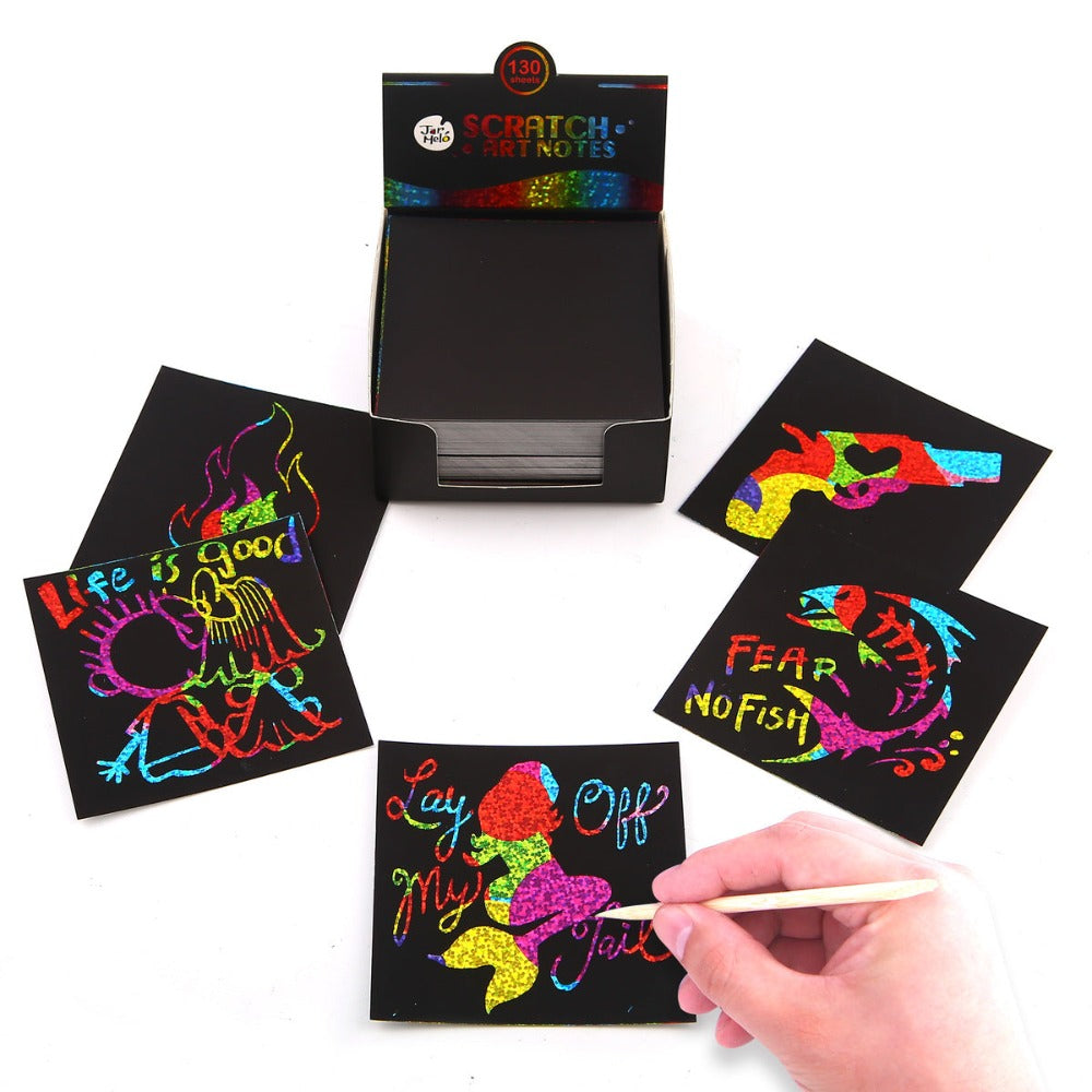 Glittery Scratch Art Notes Box Set 130Pcs