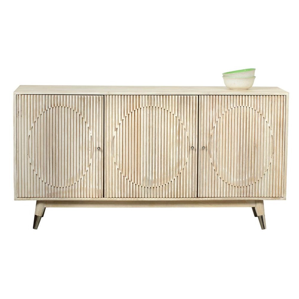 Wood Striped Hardwood Handmade Sideboard