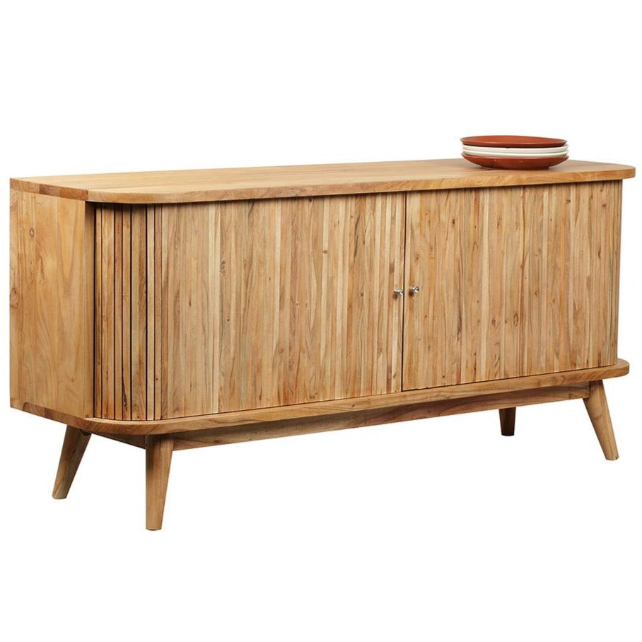 Slatted Hardwood Sliding Door Sideboard