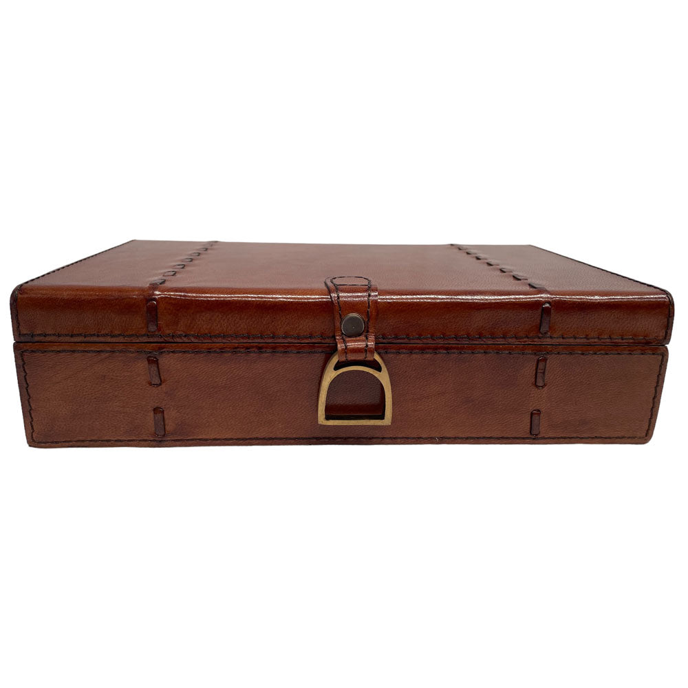 Rectangle Leather Jewelry Box With Stirrups (Available in 2 colors)