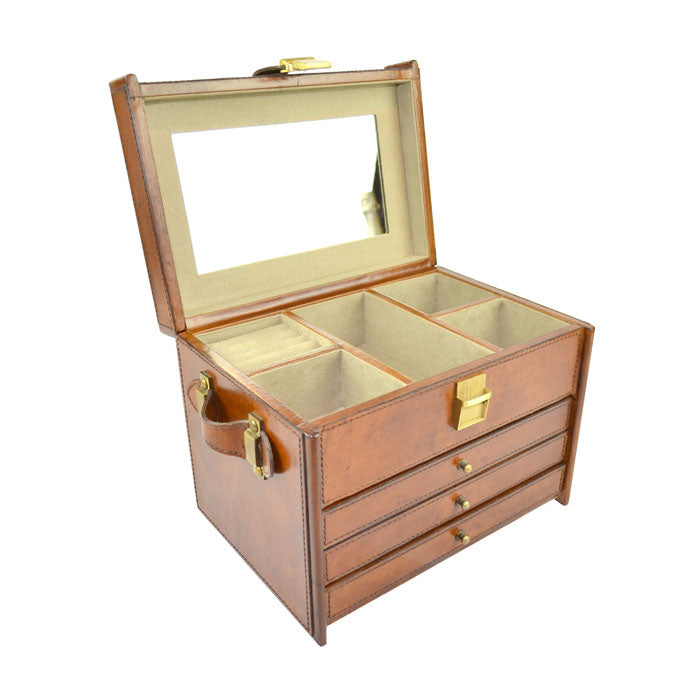 Leather Jewelry Box - 3 Drawers (Available in 3 Colors)