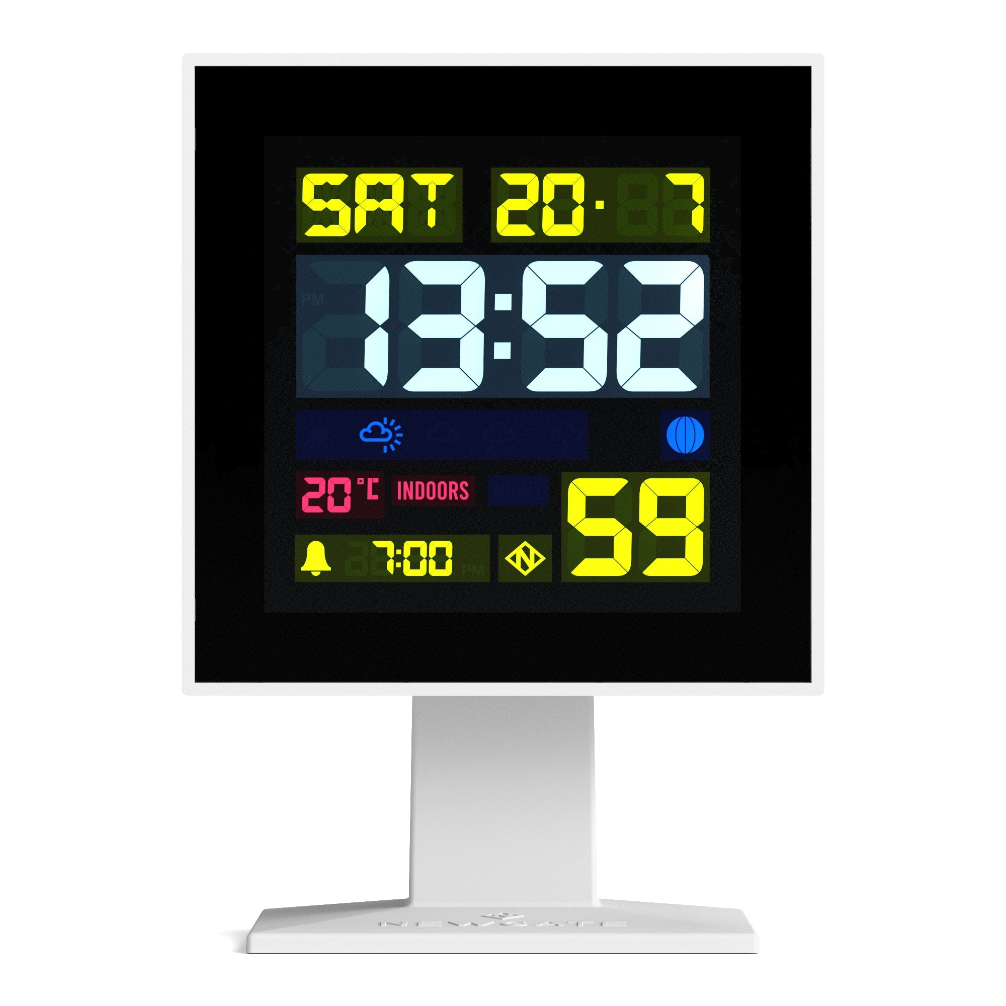 Newgate Monolith LCD Alarm Clock White