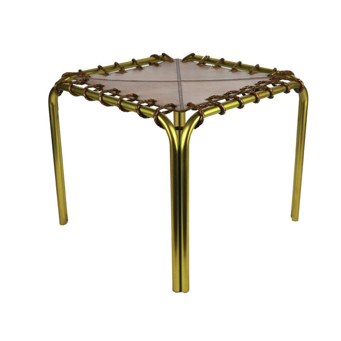 Metal Framed Leather Upholstery Stool (Available In 2 Colors)