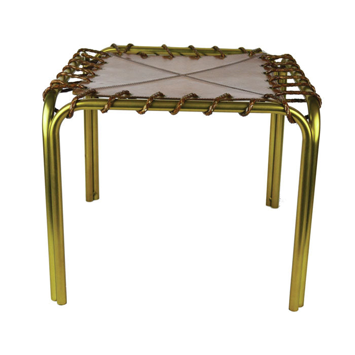 Metal Framed Leather Upholstery Stool (Available In 2 Colors)