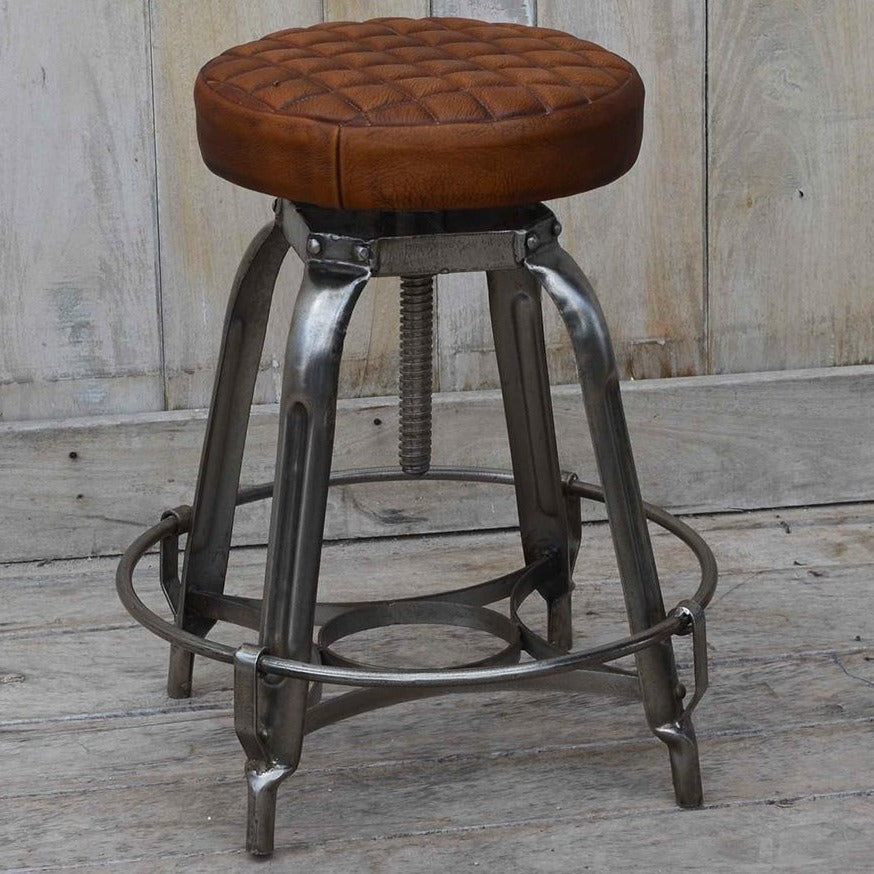 Maggie Leather Industrial Bar Stool