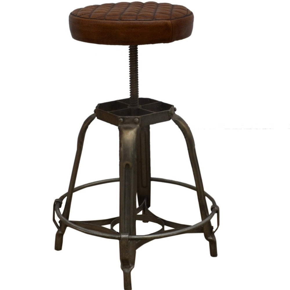 Maggie Leather Industrial Bar Stool