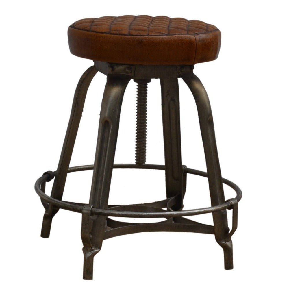 Maggie Leather Industrial Bar Stool