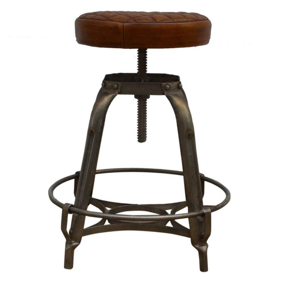 Maggie Leather Industrial Bar Stool