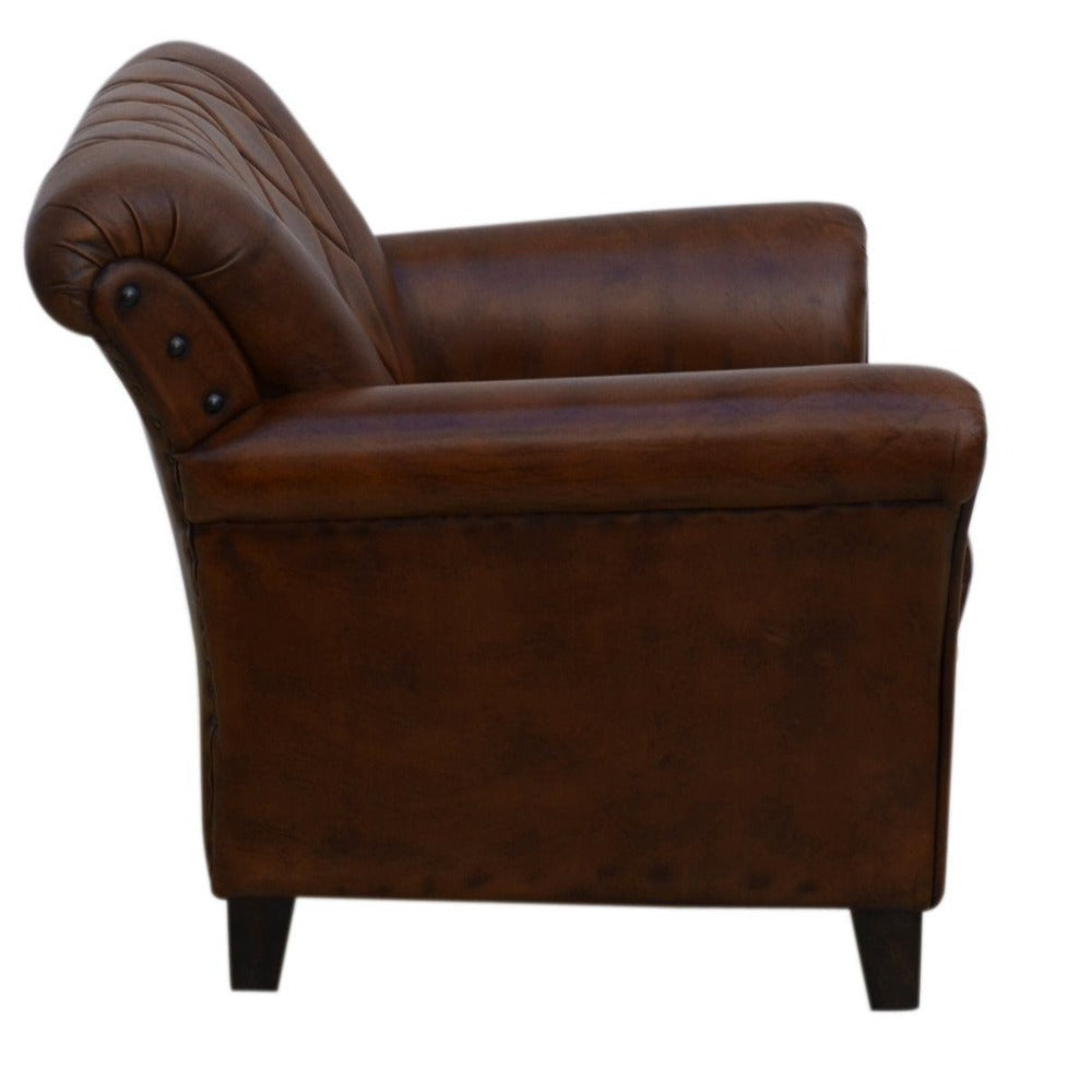 Studded Pattern Leather Arm Chair