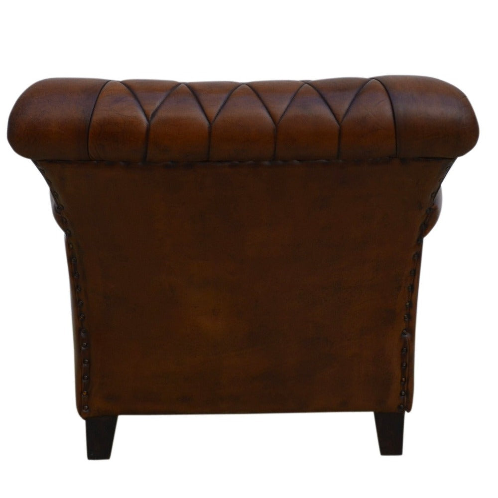 Studded Pattern Leather Arm Chair