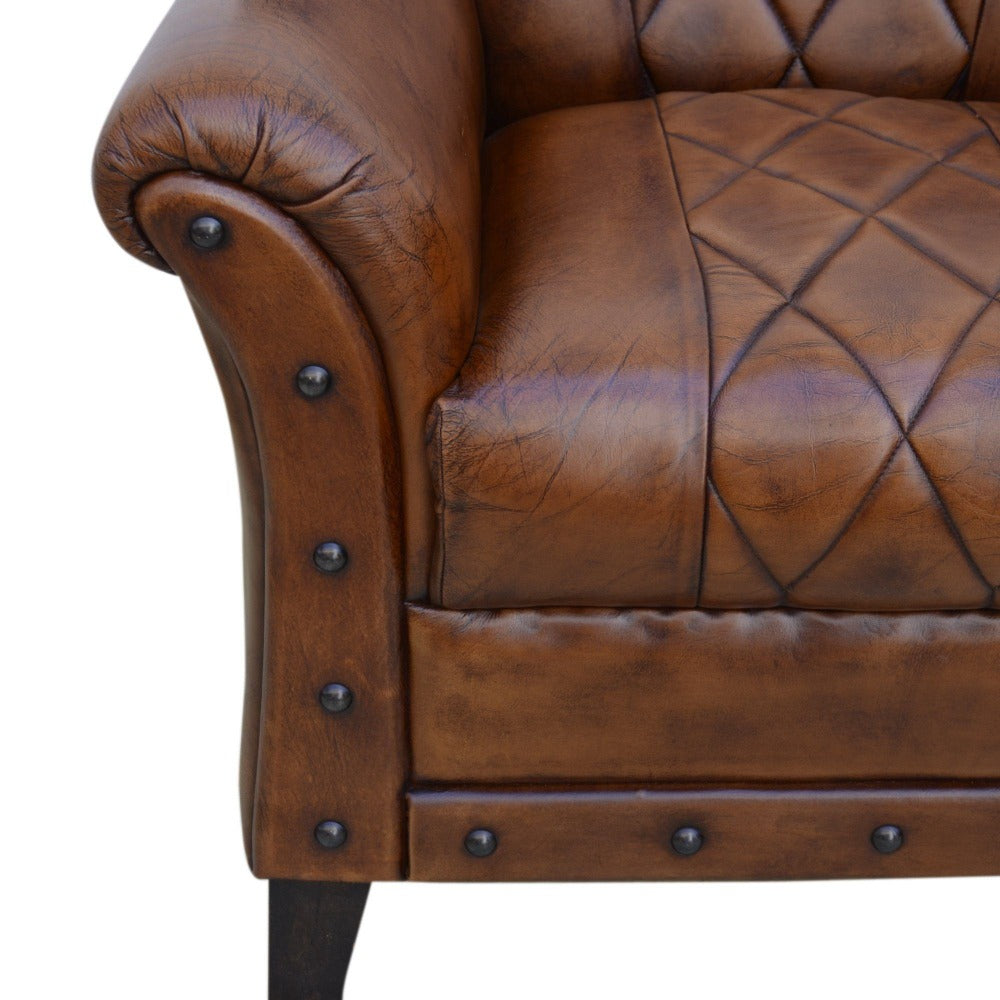 Studded Pattern Leather Arm Chair