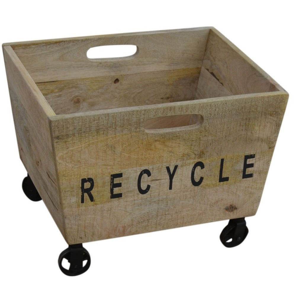 Industrial Recycled Basket on Iron Wheels V1