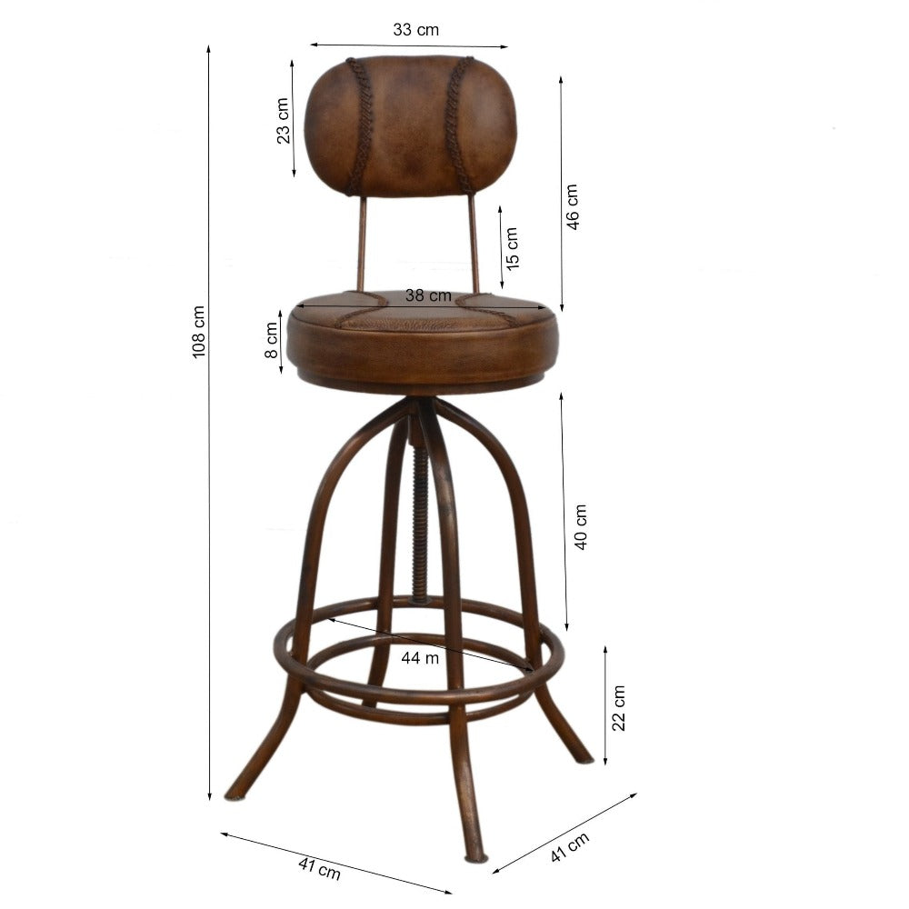 Industry Wind Up Bar Chair Leather Seat