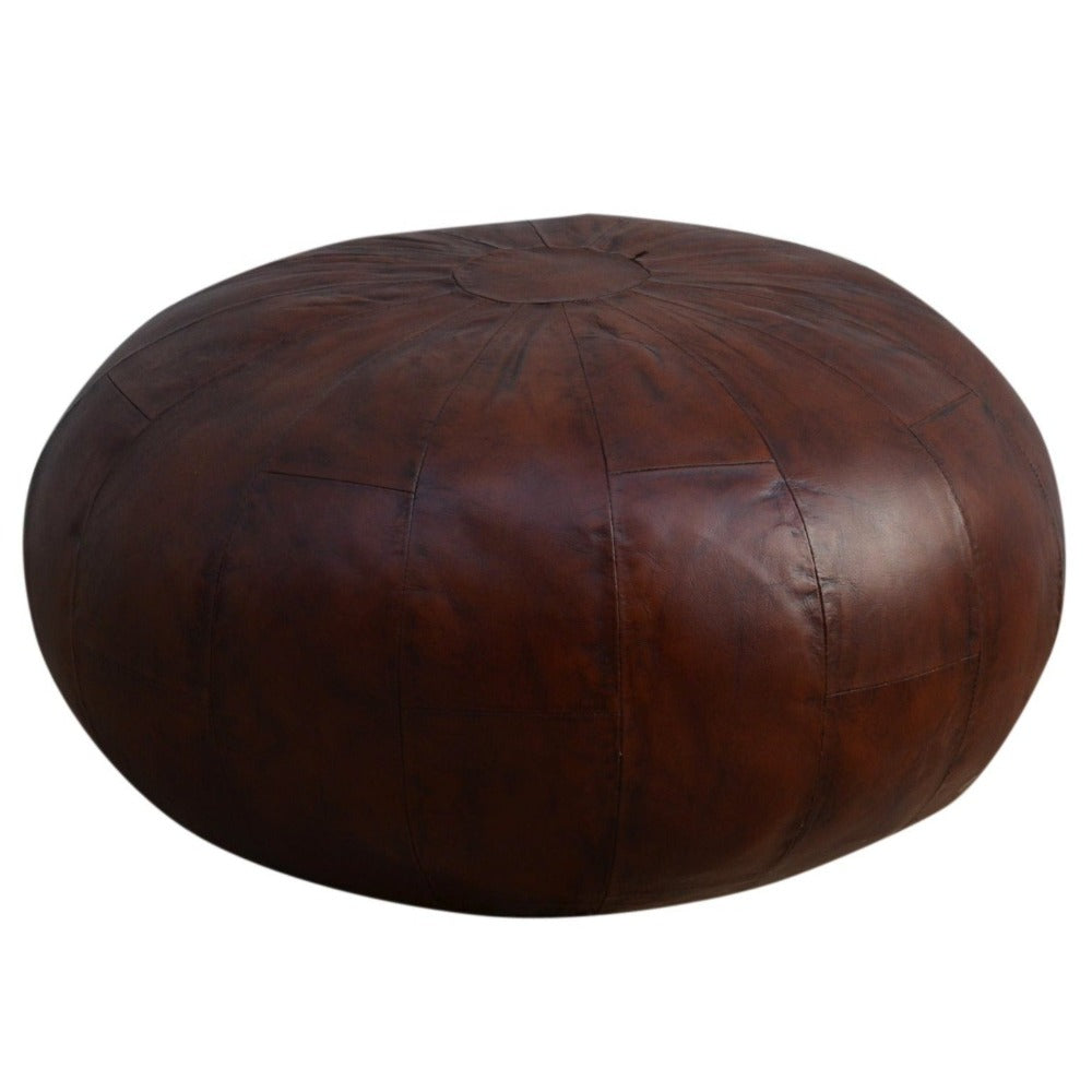 Coffee Leather Ottoman