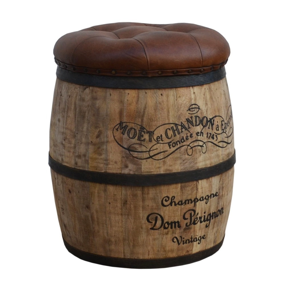 "Moet Chandon" Barrel & Leather Ottoman